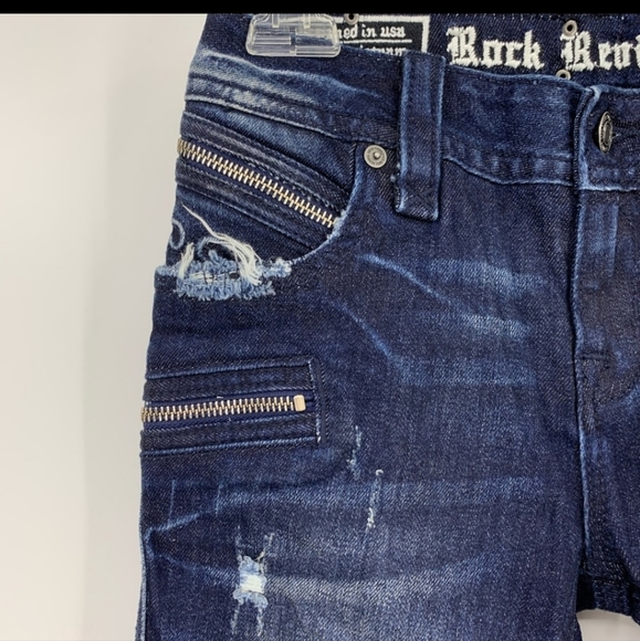 Rock Revival NWT Moto Style Cladelle Skinny Stretch Blue Jeans, Size 24 - Picture 2 of 4